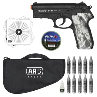 Pistola Co2 Gamo PT-80 Dark 4.5mm + Capa 30cm + Óleo 15ml