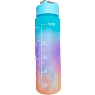 Garrafa Grande 900ML de água com Frases Motivacionais com marcador e canudo. Garrafa de água de média capacidade Não Vaza Ming