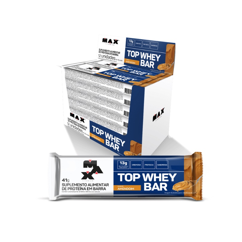 Top Whey Bar Amendoim c/ 12unid de 41g – Max Titanium
