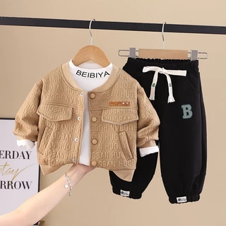 Nova Primavera Outono Bebês Meninos Roupas Crianças Meninas Carta Jaqueta Camiseta Calças 3Pcs/Sets Toddler Casual Costume Kids Tracksuits