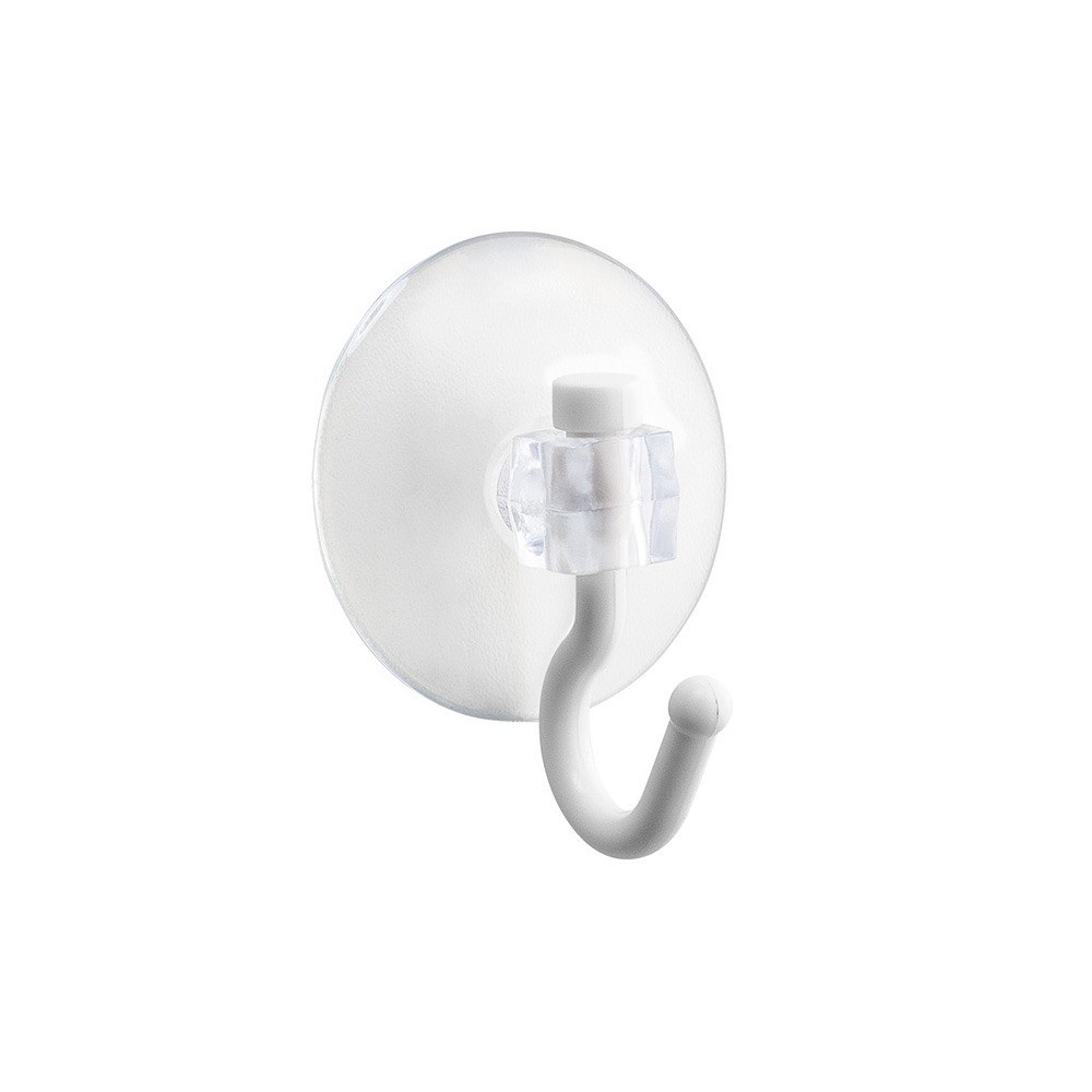 Gancho Com Ventosa Pequeno Plastico Branco 0,5kg - C/ 4 Atlas