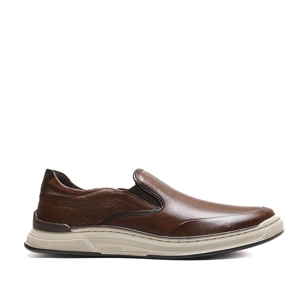 Sapato Masculino Democrata Sem Cadarço 151202 Conhaque/Tabaco