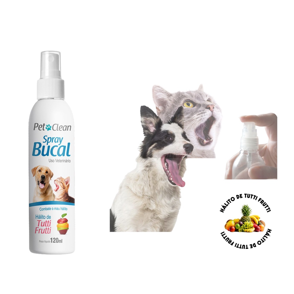 Spray Bucal Mau Hálito Cães Gatos Pet Clean Anti Bafo 120ml
