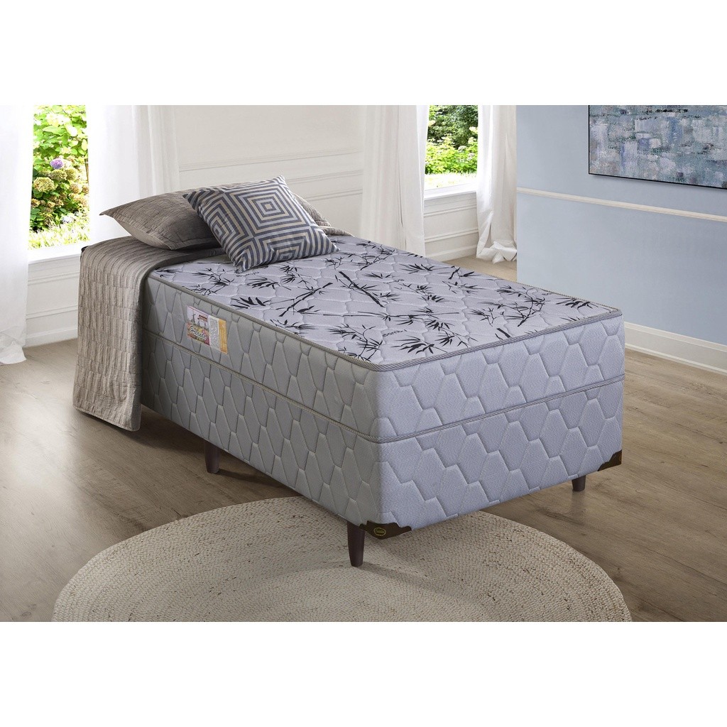 Cama box D28 Holanda Solteiro Ortopédico 88x188x51 cinza - Sofá Casa