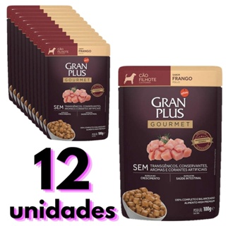 Sachê Gran Plus sabor frango para cão filhote combo com 12 unidades