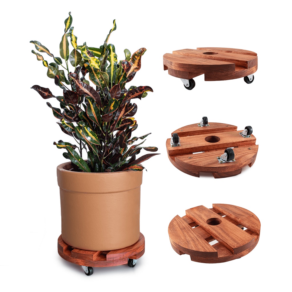 Suporte Para Vaso De Planta Madeira Carrinho Rodinhas 30cm | Shopee Brasil