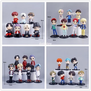 7pcs/set BTS Ação Figura Q Versão Bt21 Mcdonalds Figurine Kpop Bonecas Periféricas Ornamentos