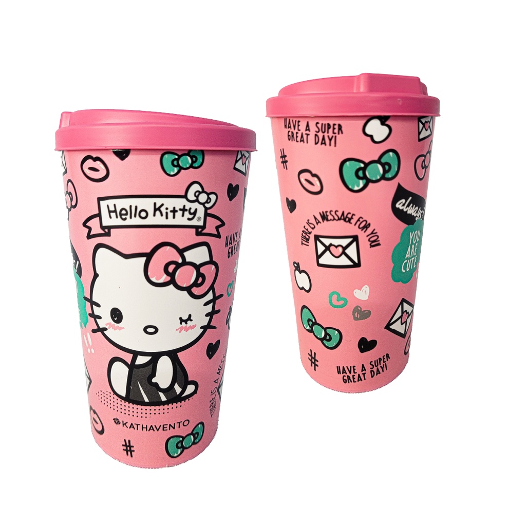 Copo Bucks Hello Kitty Com Tampa Rosa Plastico Pop Kathavento Shopee Brasil 0084