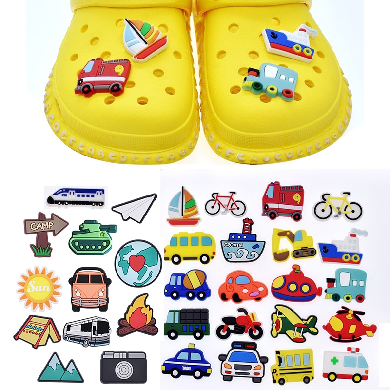 crocs jibbitz Cartoon Padrão Personalizado De Carro Tanque Trem De Faça-Você-Mesmo Decoração De Fivela De Sapato