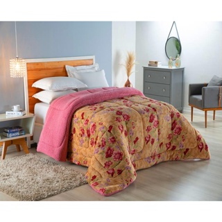 COBERTOR COBERDROM MANTA ALTA La Sherpa 180 Grosso Queen Size Estampado FLOR ROSE ROSA