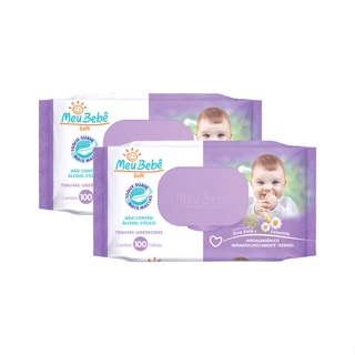 KIt C/2 Meu Bebê Soft Toalhas Umedecidas com 100 unidades