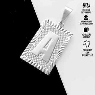 Pingente Letra Inicial Nome Placa de Prata 925 (Entre e escolha a sua Letra) Banhado em Oferta na Shopee