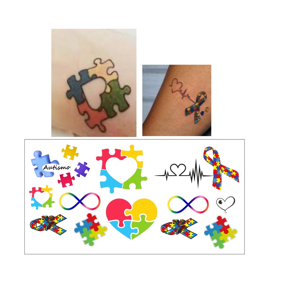 Tatuagem cartela símbolos autismo colorido | Shopee Brasil