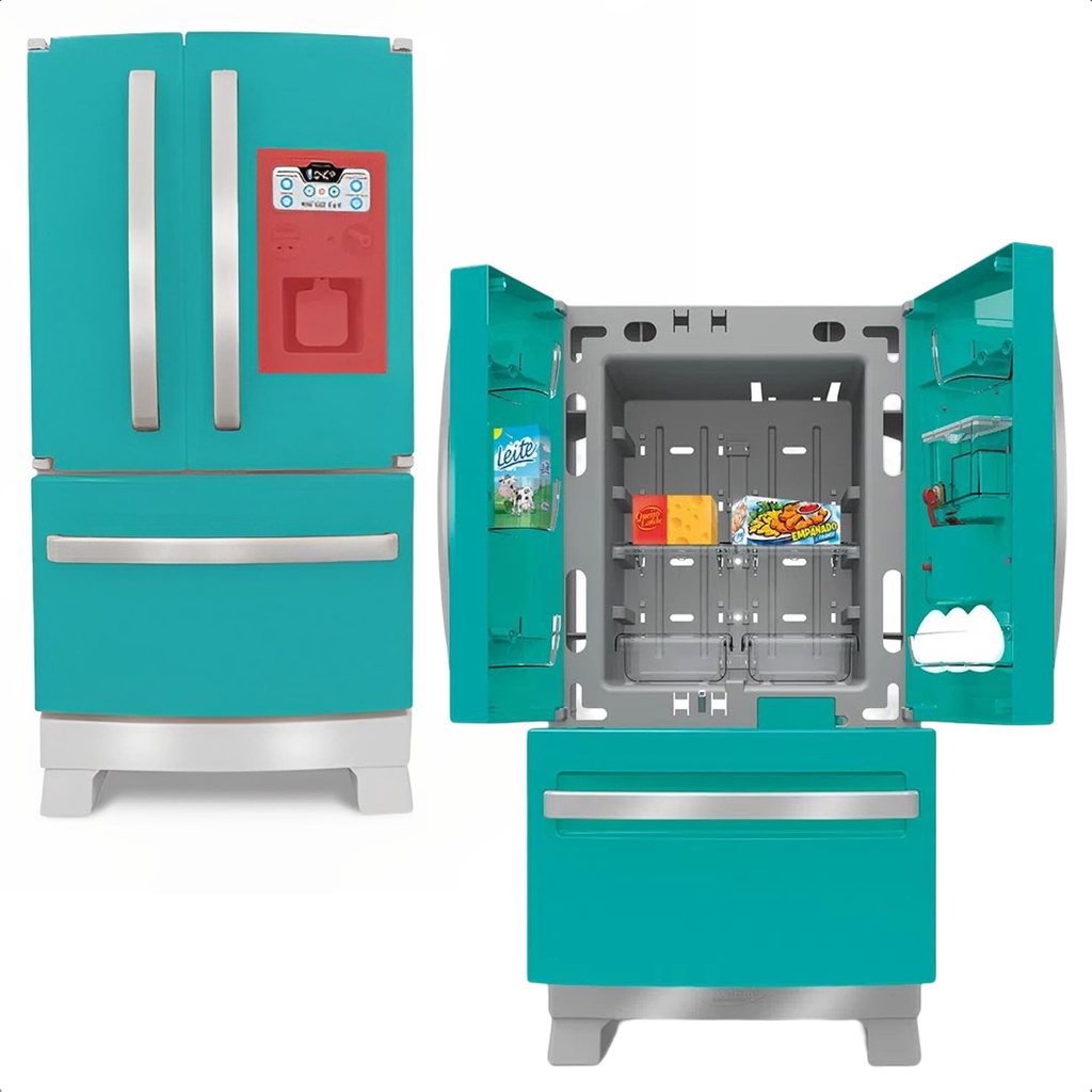 Geladeira de brinquedo refrigerador infantil side by side mini chef fun