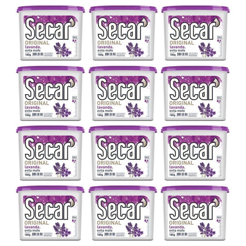 Kit C/ 12un Anti Mofo Secar 180g - Desumidificador Original, Guarda Roupas, Armarios
