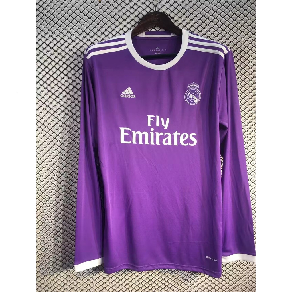 Gaopin 2016/2017 Real Madrid Season Away Home Camisa De Manga Comprida Retro Futebol Púrpura