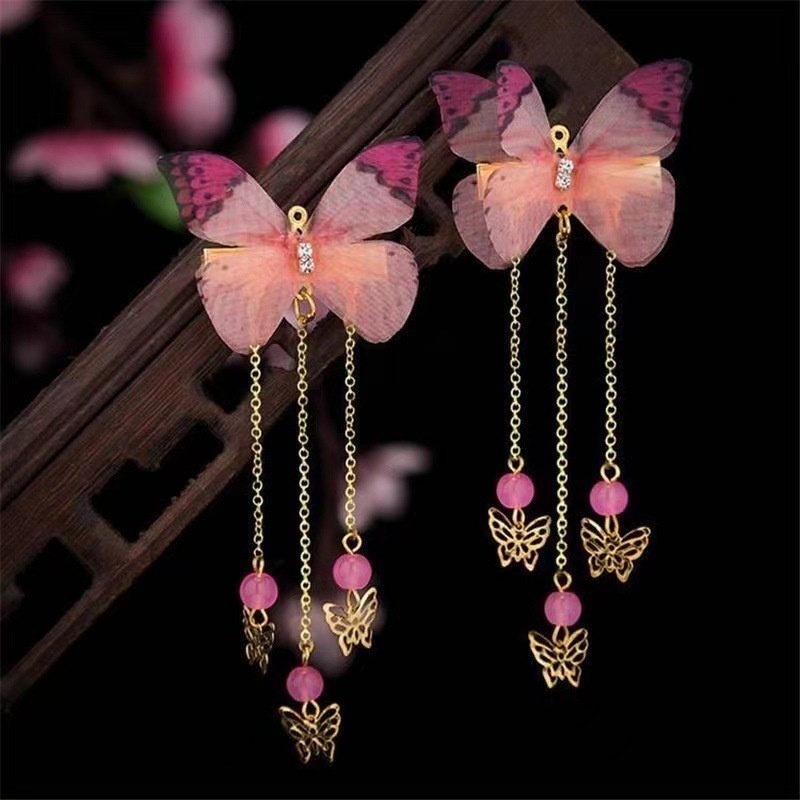 2PCS Cute Fashion Vintage Tassel Borboleta Clipes De Cabelo Gilr Hairpins Acessórios Barrettes Para Cabeleireiro Infantil