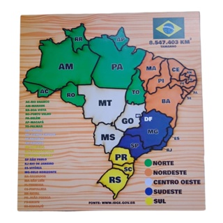 Quebra Cabeça Gigante Mapa do Brasil e Estados - Jogo Educativo -  Ludicamentebsb - LudicaMente Jogos e Brinquedos Educativos