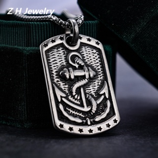 [Z H Jewelry] Vintage North Punk Pirate Anchor Pendant Para Moda Masculina E Feminina Colar De Aço Inoxidável Hip Hop Party Accessories