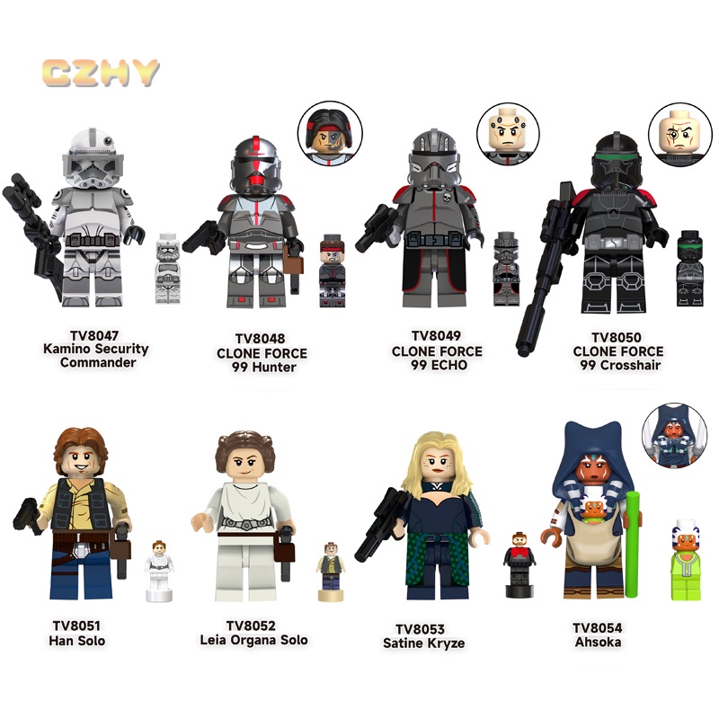 TV6107 Série De Filmes Star Kamino Security Commander Clone Force Han Solo Leia Satine Kryze Mini Bloco De Construção De Ação Figura Brinquedos