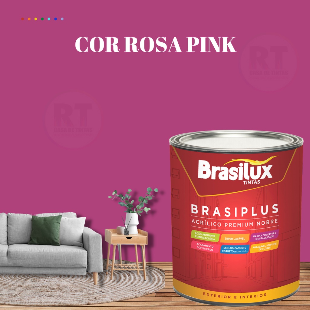 Tinta De Parede Rosa Pink 800ml Brasiplus Acrílica Fosca | Shopee Brasil