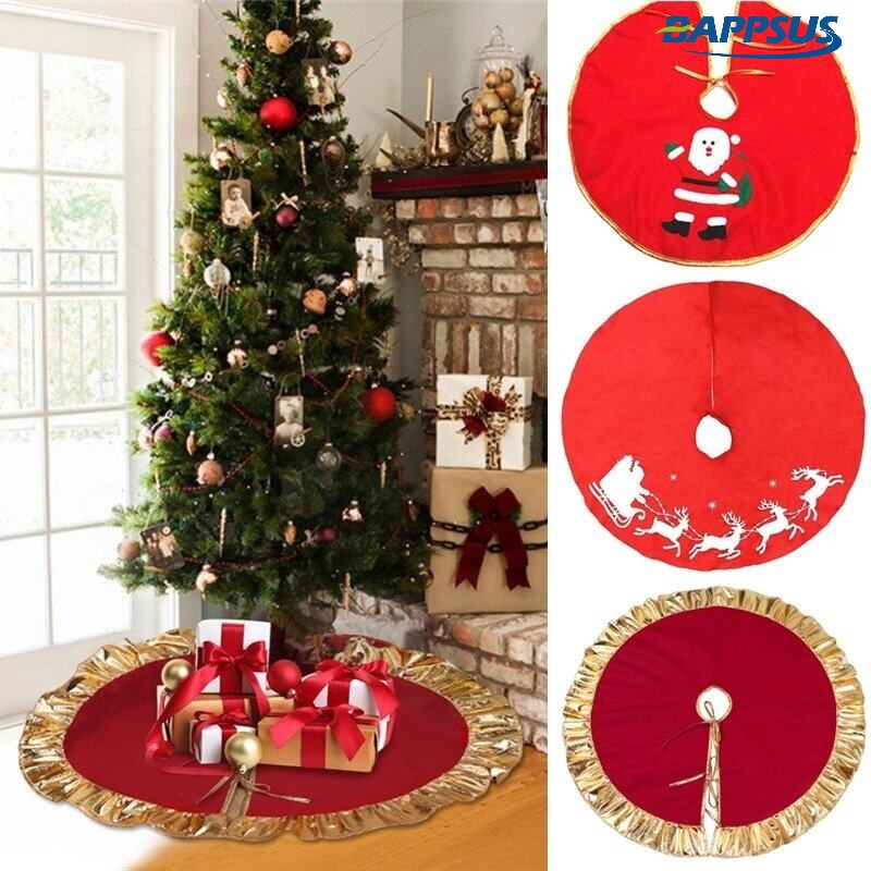 Tapete de árvore de Natal de cetim Uheng 76,2 cm com bordado de  lantejoulas, decoração de festa de Natal, festa de Natal, grande para  mesas, árvores