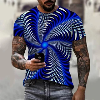 2023 Novo Estilo De Moda casual Padrão Espiral 3d Estampando Camisetas De Manga Curta Homens E Mulheres
