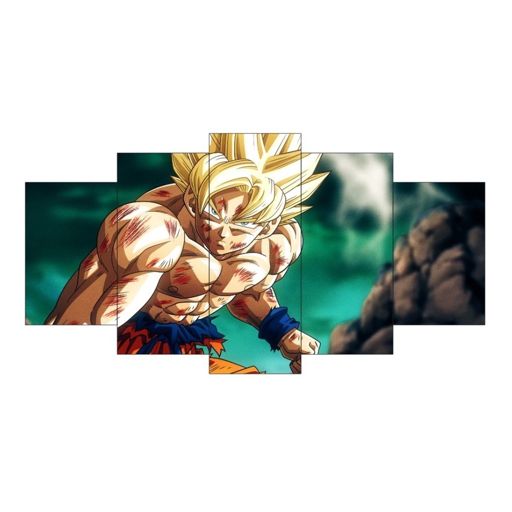 Quadro Dragon Ball Z Goku Super Sayajin 5 Peças Para Sala