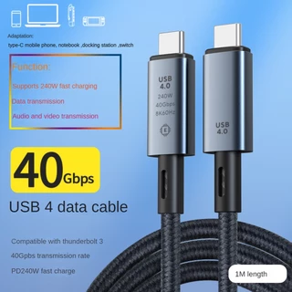 Cabo De Carregamento Rápido Tipo C 240W 40Gbps Transferência De Alta Velocidade 8K 60Hz Vídeo USB4 Compatível Com Thunderbolt 3 4 Dados Para Chave De Mesa Telefone Celular Laptop