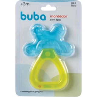 Mordedor C/ Água Mãozinha Azul Amarelo Infantil 6139A - Buba