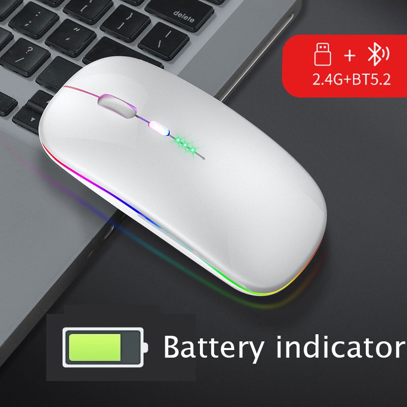 Mouse Wireless Silenzioso Bluetooth – Ottico Sottile Per IPad, Laptop, PC, 1600 DPI
