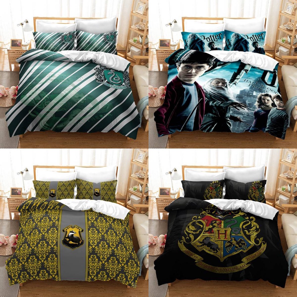 YB1 Harry Potter 3 Em 1 Conjunto De Roupa De Cama Lençol Quilt Capa De Dormitório Lavável Confortável BY1