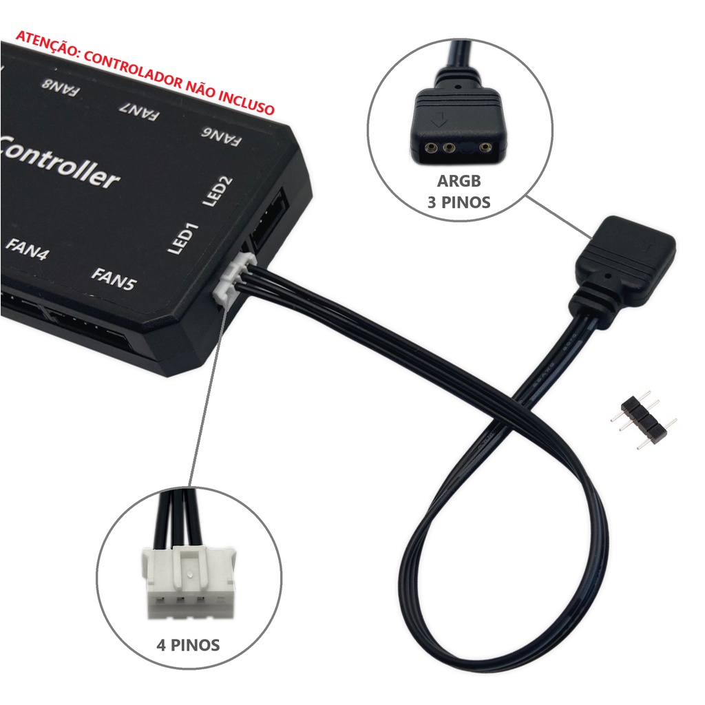 Adaptador 4 Pinos Controladoras de Fan Para Led Argb 3 Pinos 5v de Computador Adaptador Led1 Led2 Para Controladoras de Fan para computador
