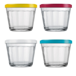 Conjunto de Tigelas Americano 350ml com Tampa Colorida, Média, 12 Peças