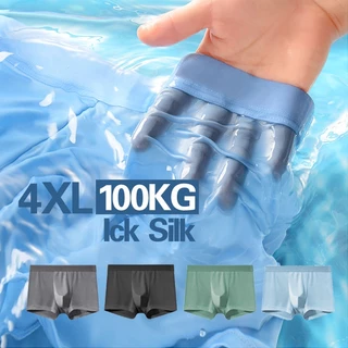 100KG Plus Tamanho Masculino Seda Gelada Sem Costura Boxer Sólido Cor Solto Confortável Antibacteriano Shorts DF1093