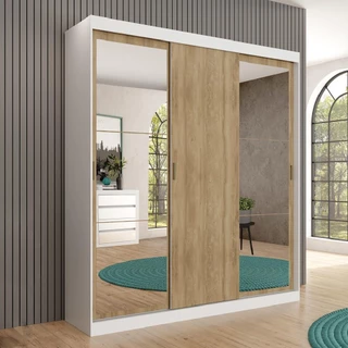 Guarda Roupa 1144 Casal 3 Portas 4 Gav Espelho Branco Carraro