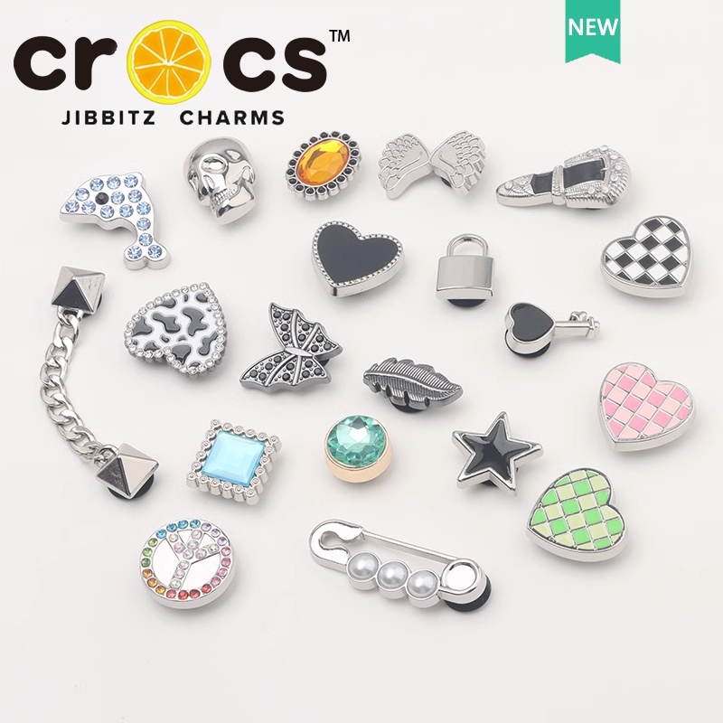 jibbitz crocs charms Shoe Buckle Hole Accessories Textura Metal Prata Série 2023 Novo Estilo Sapatos Flor Bijuteria Criativa Jóias