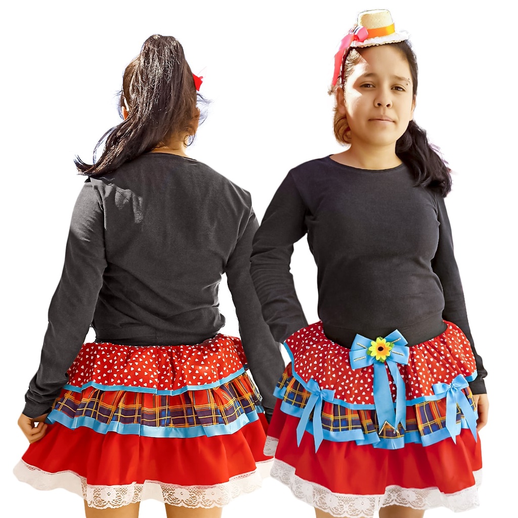 Saia de Festa Junina Juvenil Colorida com Girassol | Shopee Brasil