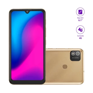 Smartphone Multilaser G 2 4G 32GB Tela HD 6.1 pol. Dual Chip 2GB RAM Câmera 8MP + 5MP Android 11 Dourado - P9155
