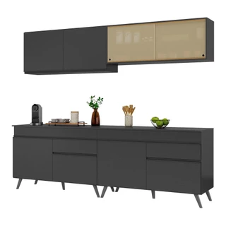 Armário de Cozinha Compacta 4 peças MP3696.895 Veneza Multimóveis Preto