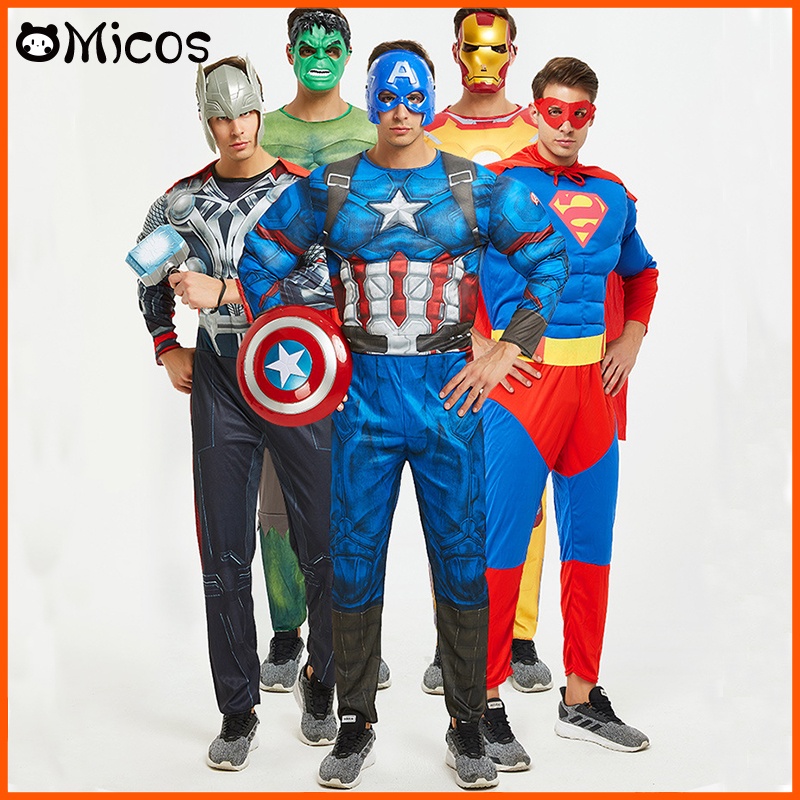 Vingadores Adultos Super-Herói Capitão Americano Cosplay Costume Shield Propaganda Homem De Ferro Roupa De Halloween Para Homens