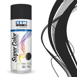 Tinta Spray Alta Temperatura Preto Fosco SuperColor 350ml Tekbond Aerossol Secagem Rápida Escapamento Aerosol