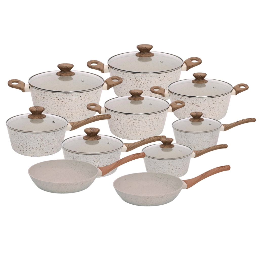 Jogo de Panelas Antiaderente Ceramica Cooktop Fogão Indução Kit 10 Peças Conjunto Marmol