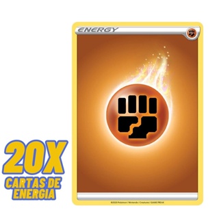 Kit Carta Pokémon 90 Energias com 10 de cada elemento (Grama, Fogo, Água,  Raio, Psíquico, Lutador, Escuridão e Fada)