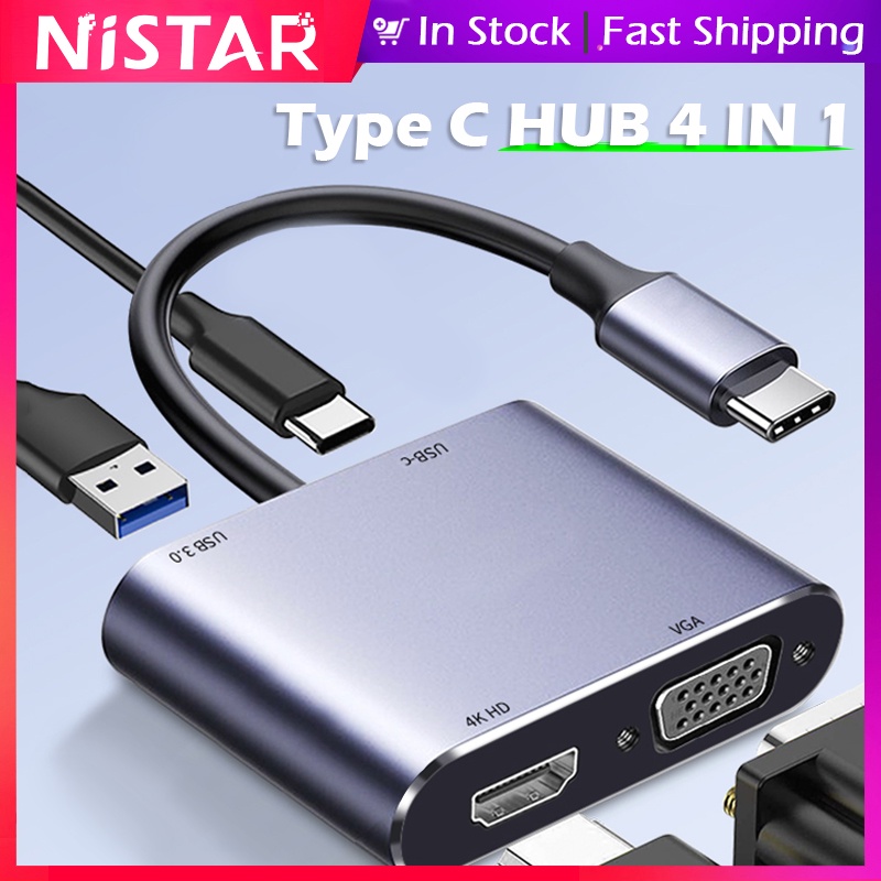 HUB ADAPTADOR TIPO C A HDMI – VGA – USB 3.0 – PD