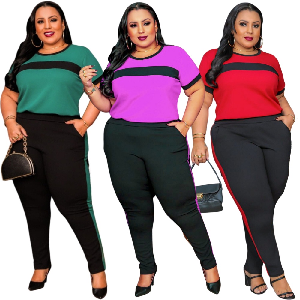 Conjunto Plus Size Feminino Blusa Manguinha Calça Faixa Estica Grande ...