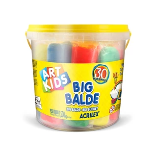Massinha Big balde com 30 massinhas sortidas Art Kids 40023 Acrilex