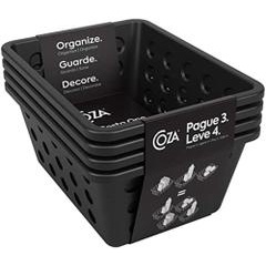 Conjunto De Cestas Organizadoras Coza One 4 Peças 18 x 6 x 14,2 cm Preto