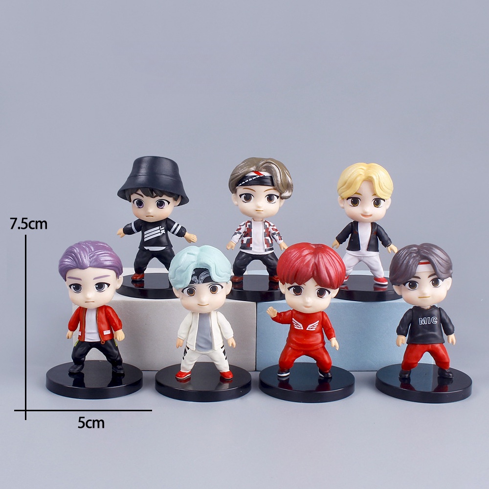 7pcs/set BTS Ação Figura Q Versão Bt21 Mcdonalds Figurine Kpop