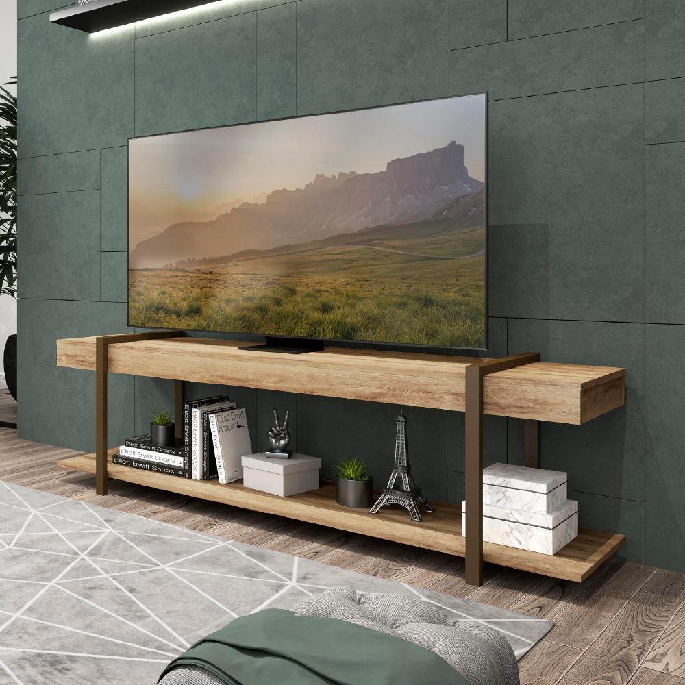 Rack para TV Habitat Madeirado e Tubos Ouro Velho Carraro | Shopee Brasil